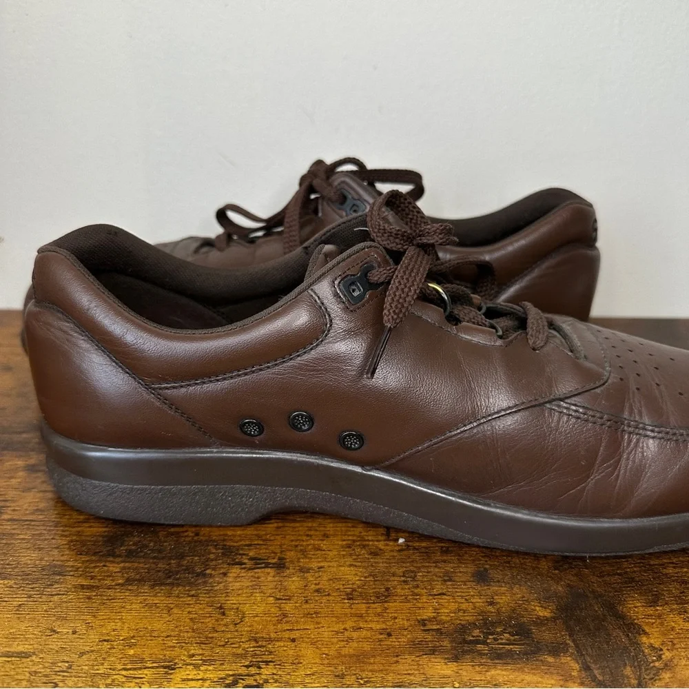 SAS Time Out Brown Leather Comfort Walking Shoes Lace Up Sneaker Men's